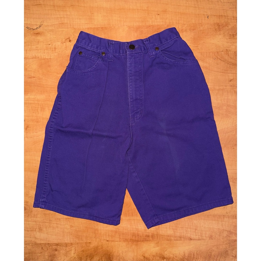 Vintage Congo Jeans Purple Denim Shorts High Waisted 100% Cotton Made in USA 7/8 - Picture 1 of 5